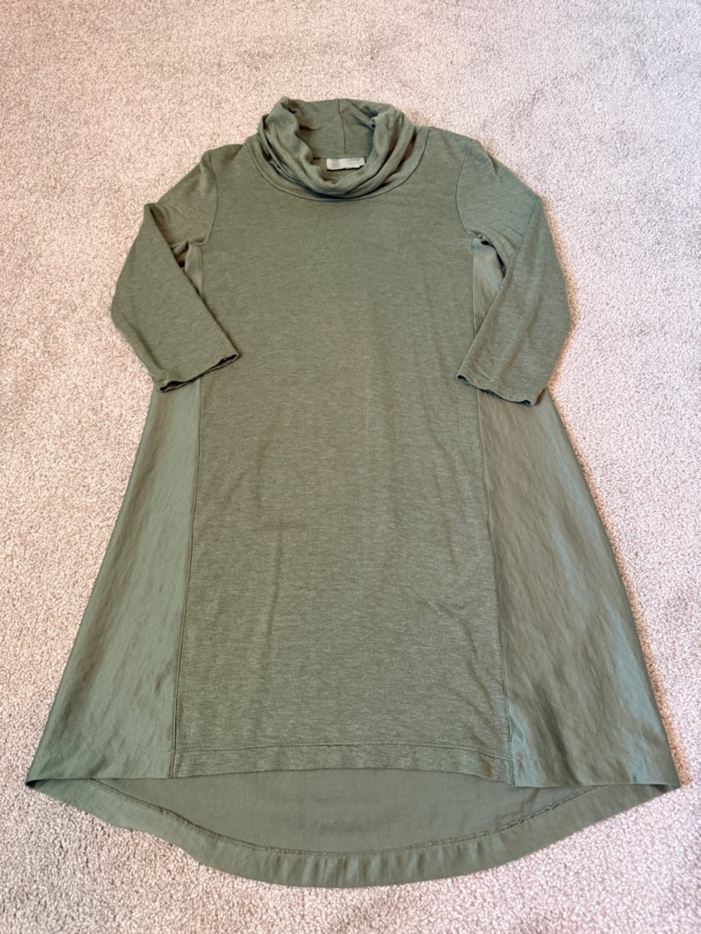 Saturday Sunday by Anthropologie Draped Cowl Neck Swing Dress Olive Green Size S